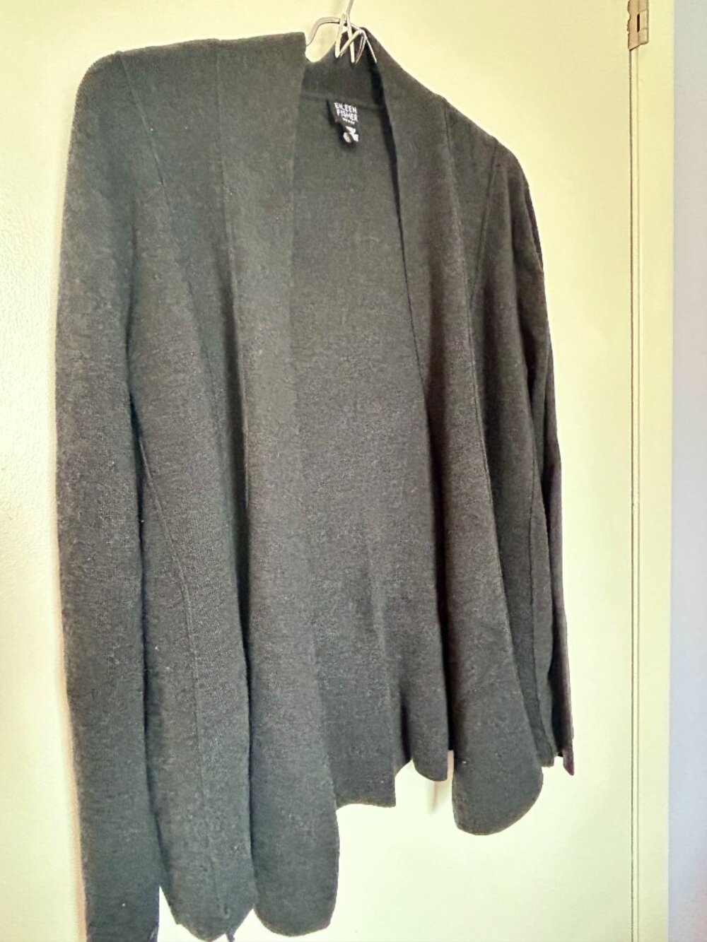 Eileen Fisher Charcoal Gray Merino Wool Open Front Cardigan 2X - Picture 2 of 8